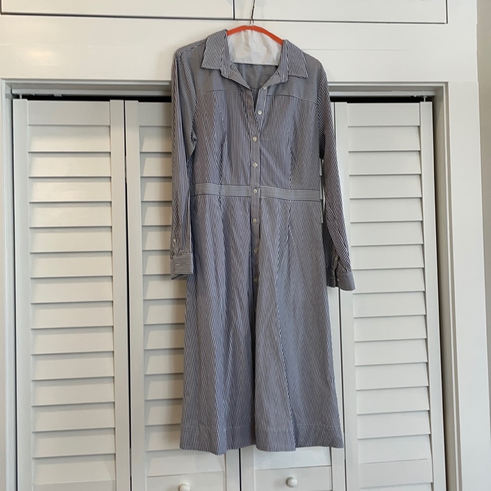 J. Crew Striped shirt work dress with belt